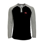 LAPCO Two-Tone FR Raglan Sleeve Henley T-Shirt in Black and Gray